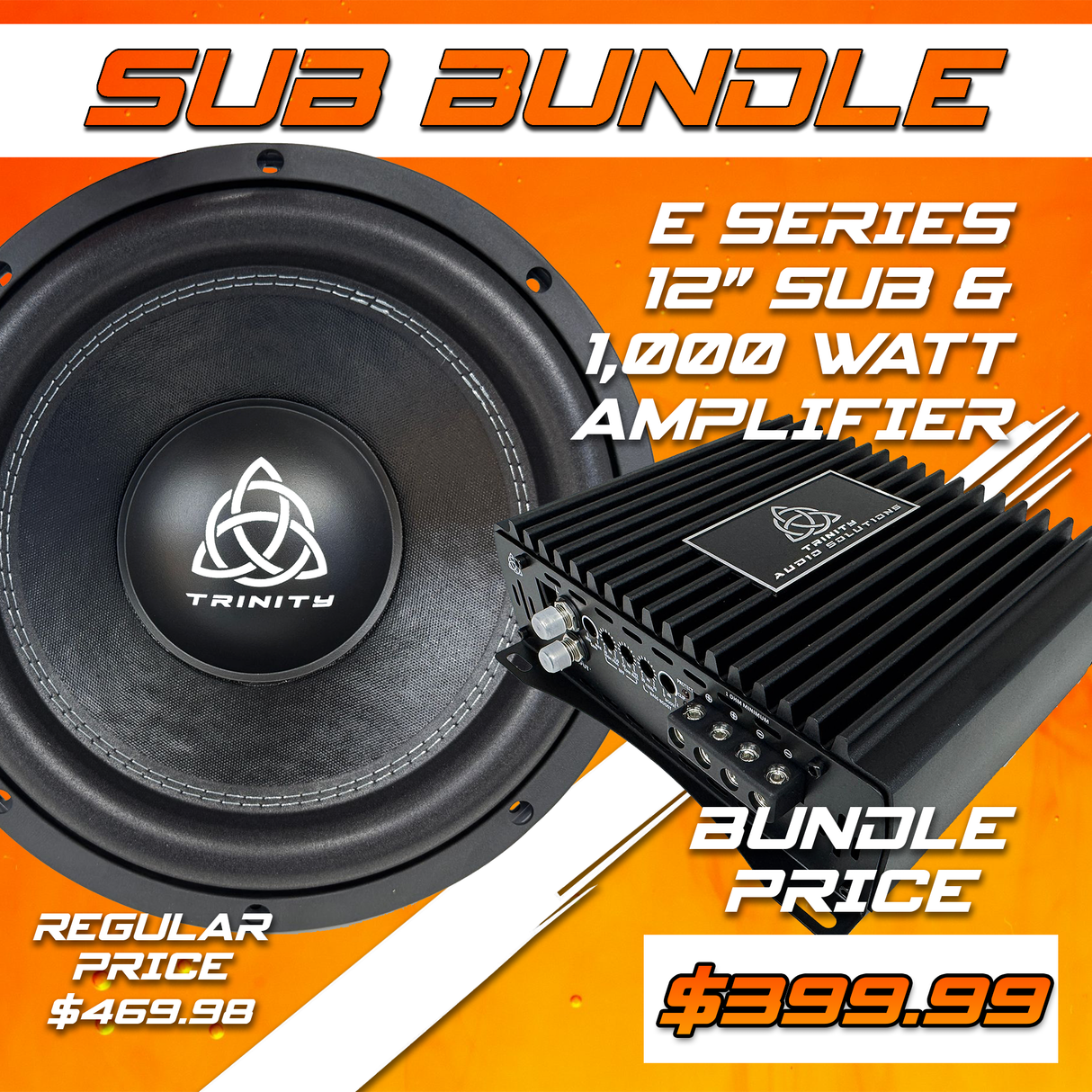 Trinity Audio Single B Series 12" Subwoofer & 2000.1v2 2,000 Watt Monoblock Amplifier