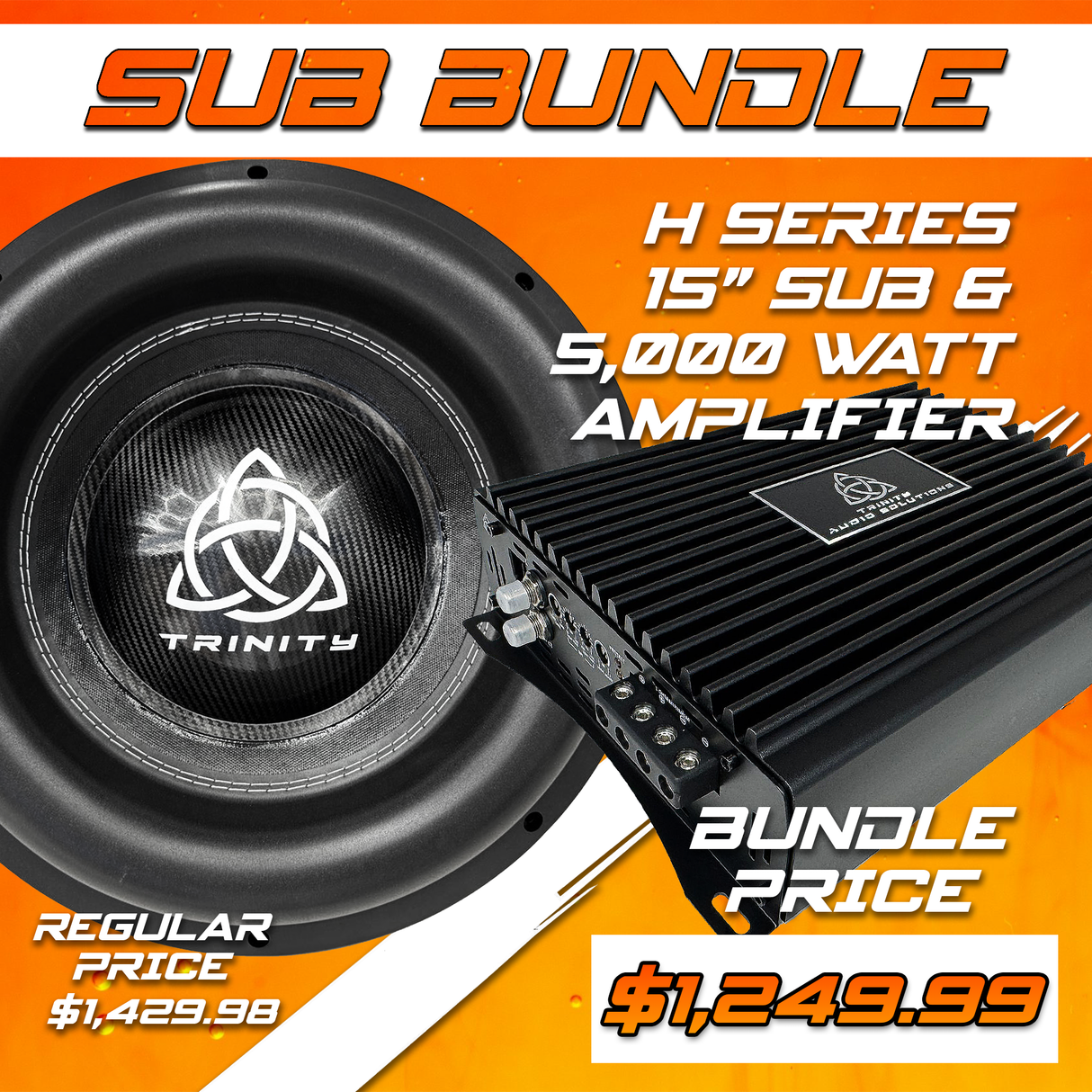 Trinity Audio Single H Series 15" Subwoofer & 5000.1v2 5,000 Watt Monoblock Amplifier